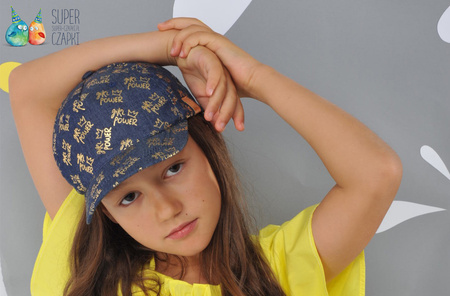                     BROEL Juliana czapka na lato dla dziewczynki srebrne napisy jeans                